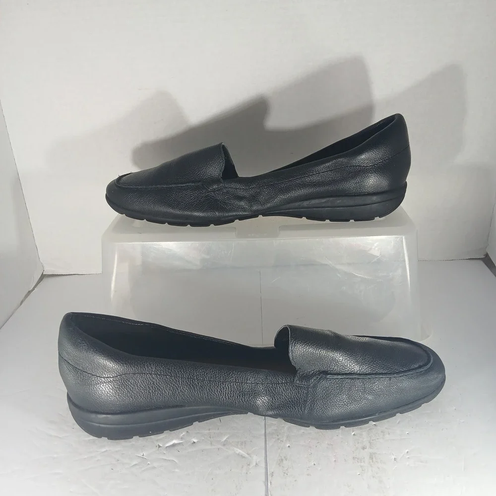 Easy Spirit Abide 8 Loafers 12W Black Leather Flats Comfort Office Classic
